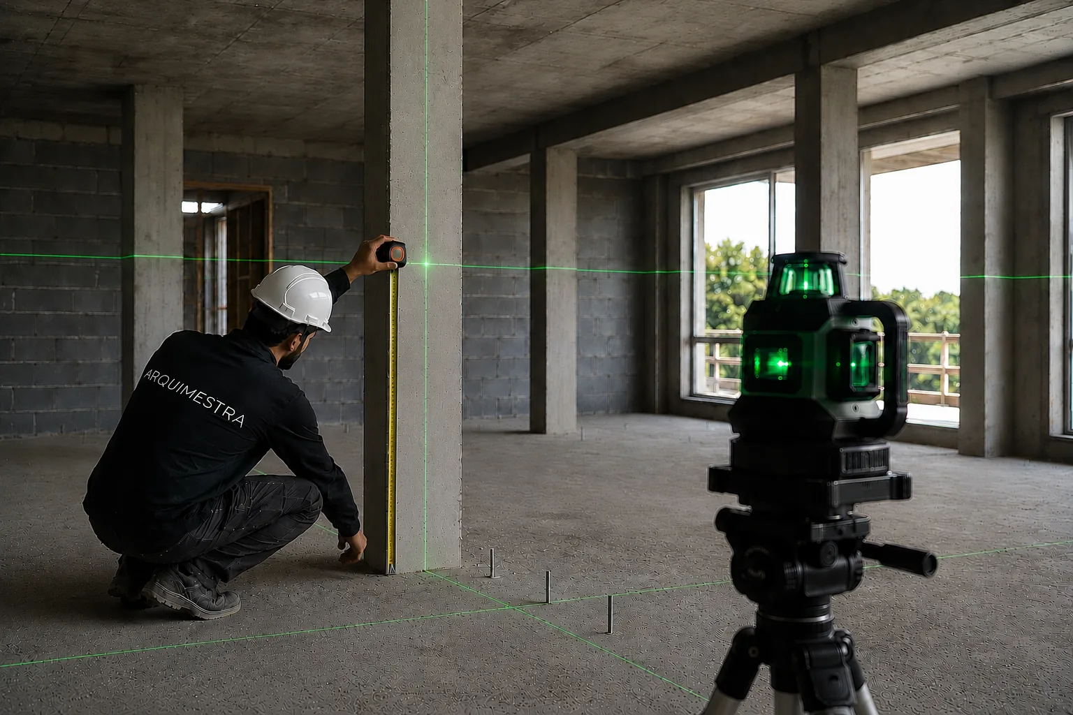 Controlo de alinhamentos com nível laser
